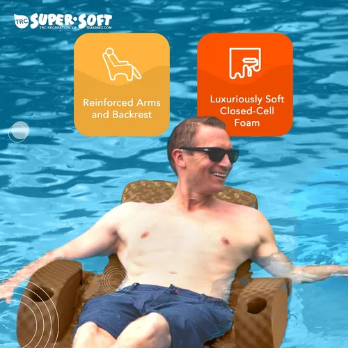 Miniatura 4 de TRC Recreation Folding Baja Chair Foam Swimming Pool Float, Portable Super Soft Floating Lounger with 2 Cup Holders for Beach Essentials