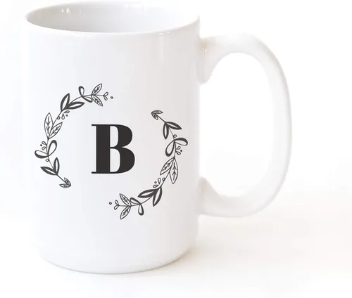 Miniatura 17 de The Cotton & Canvas Co. Botánico personalizado monograma inicial letra A taza de café porcelana cerámica taza de café para ella, para él