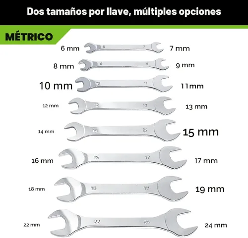 Miniatura 2 de Der Erwachte Juego de llaves superfinas de extremo abierto, métricas, 8 piezas, incluyendo 6, 7, 8, 9, 10, 11, 12, 13, 14, 15, 16, 17, 18, 19, 22