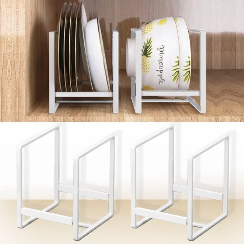 Miniatura 21 de 2PCS Organizador de Soportes para Platos, Estante de Exhibición y Almacenamiento de Platos de Metal para Secado para Gabinete, Mostrador y Armario