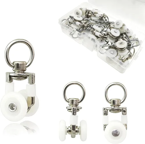 Miniatura 8 de Paquete de 20 rodillos de techo, deslizadores de cortina deslizante con ruedas, ideal para rieles de cortina para techo y divisor de habitaciones