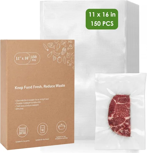 Miniatura 21 de Moretoes - 200 piezas de bolsas selladoras al vacío, bolsas para conservar alimentos de un cuarto de galón, 8" x 12", sin BPA, bolsas precortadas