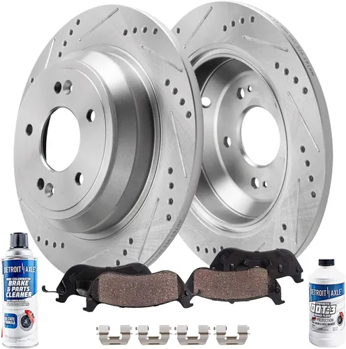 Miniatura 13 de Detroit Axle - Kit de freno trasero para Chrysler Town & Country Dodge Grand Caravan VW Routan, repuesto de pastillas de freno de cerámica