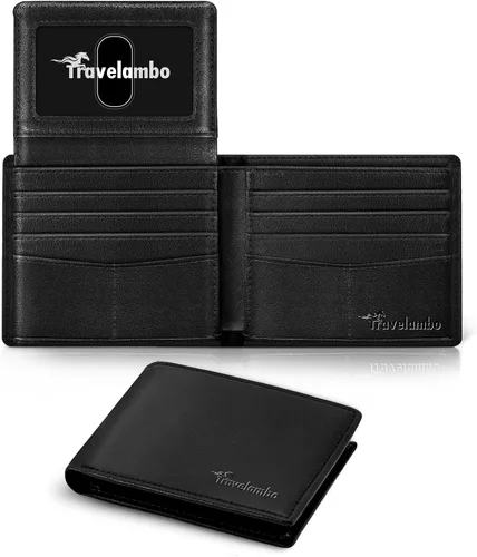Cartera para hombre, billetera clásica de alta calidad para hombre, billetera minimalista y plegable, cartera con bloqueo RFID con 10 tarjetas de