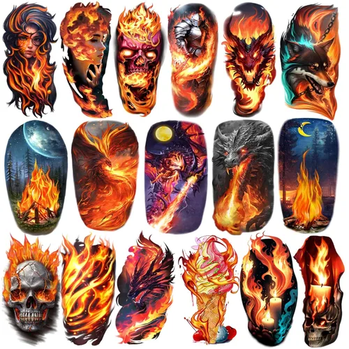 Miniatura 12 de Tatuajes temporales para hombres y mujeres adultos, 77 hojas de calcomanías de tatuaje falsas, lágrimas de serpiente, relojes, planetas