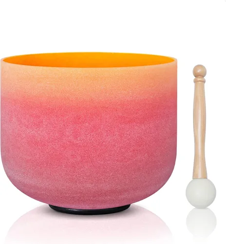 Miniatura 9 de CVNC 440Hz 20.3 cm Cuenco de cristal de cuarzo esmerilado de arcoíris del chakra del tercer ojo (A) nota A para sanación con sonido y meditación