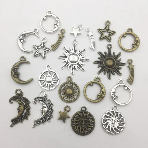 Miniatura 2 de 3.53 oz (alrededor de 80 piezas) suministros de manualidades, colección celestial, dijes para manualidades, accesorios para hacer joyas, accesorios