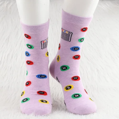 Miniatura 6 de MBMSO Divertidos calcetines de bingo – 2 pares de calcetines de vestir para mujer de bingo loco 2pair Crazy Bingo Señora Gris