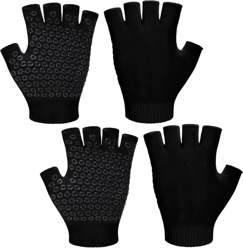 Eurzom 2 pares de guantes de yoga antideslizantes para mujer, guantes de pilates sin dedos con agarres para yoga, fitness, entrenamiento, deportes,