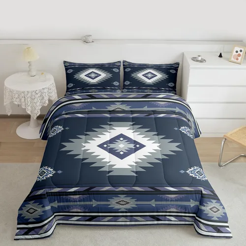 Miniatura 24 de Feelyou Juego de edredón geométrico del suroeste para niños y niñas, edredón nativo del suroeste, tamaño individual, juego de ropa de cama