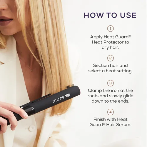 Miniatura 4 de Sutra Plancha plana profesional IR2 – Plancha de pelo infrarroja iónica con temperatura ajustable, apagado automático y cable giratorio – Plancha