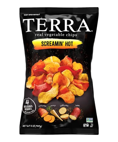 Miniatura 10 de Terra Papas fritas vegetales, Patatas dulces cortadas en ondas con sal marina, 5 onzas