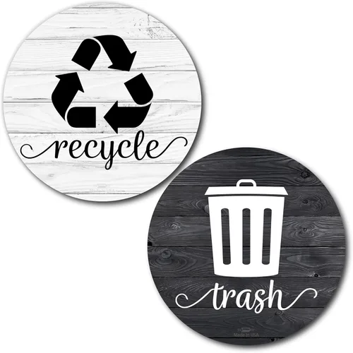 Imanes rústicos de basura y reciclaje, imán de reciclaje de granja de 3.5 pulgadas para basura, calcomanías magnéticas de reciclaje para cubo de