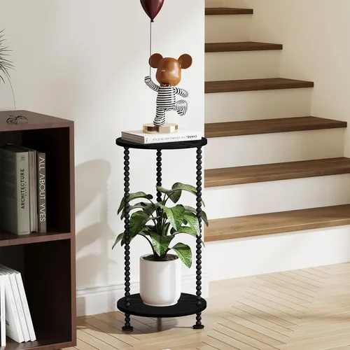 Miniatura 2 de YINMIT Soporte para plantas de interior, soporte para plantas pequeñas de 2 niveles, postes de metal de 23 pulgadas de alto, soporte de maceta