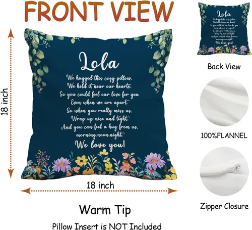 Miniatura 7 de Lola - Fundas de almohada, regalos conmovedores para la abuela Lola, almohada de cojín floral acogedora para abuelo, 18 x 18 pulgadas