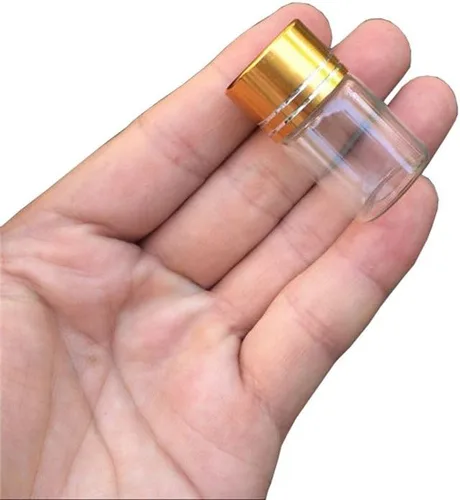 Miniatura 2 de 24 botellas de cristal de 0.2 fl oz con tapas de rosca de aluminio dorado vacías aceite esencial azafrán píldora polvo líquido joyería frascos