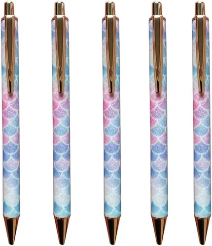 Miniatura 8 de Bolígrafo de punta media de 0.039 pulgadas con lentejuelas y purpurina de cristal, bolígrafos de metal retráctiles para la escuela, oficina, Pink