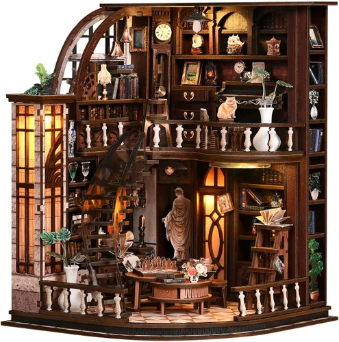 Miniatura 20 de DIY Book Nook Kit with LED Light, Miniature Dollhouse, 3D Wooden Puzzle, Bookshelf Insert Decor Craft Gift (750 PCs Windsor Castle)