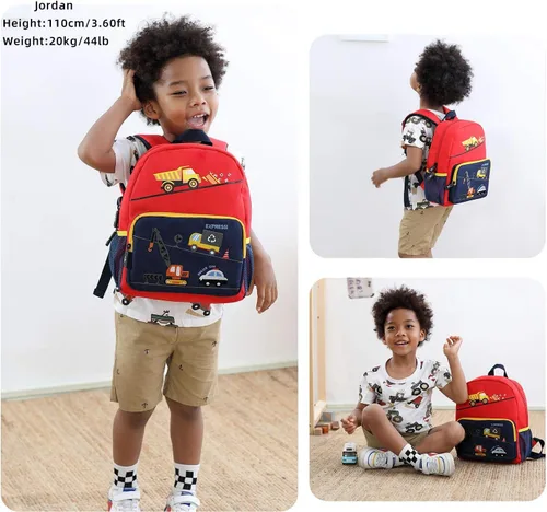 Miniatura 2 de willikiva Mochila infantil de dinosaurio para niños y niñas, bolsa preescolar impermeable (autobús verde)