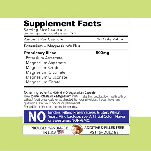 Miniatura 5 de Suplemento de potasio y magnesio de 500 mg de Daily Vites, potente suplemento de magnesio y potasio con 5 formas de magnesio para recuperación
