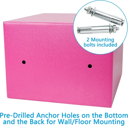 Miniatura 5 de Luwint Caja de seguridad pequeña de acero con cerradura de llave, 0.3 pies cúbicos de seguridad para el hogar para montaje en pared, caja de bloqueo