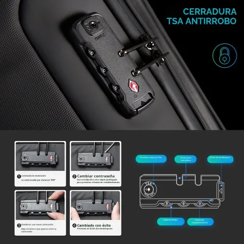 Miniatura 4 de BANGE Mochila antirrobo con puerto de carga USB, mochila de negocios ligera para hombres y mujeres.., Negro, Computadora portátil
