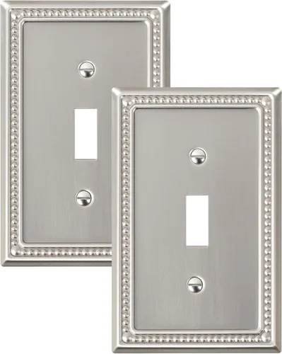 Miniatura 112 de Paquete de 4 placas de cubierta para interruptor de luz de palanca individual, cubiertas decorativas de perlas, placa de pared de metal almendra