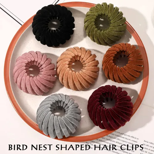 Miniatura 7 de TOBATOBA Bird Nest - Pinza mágica para el cabello, 7 piezas, horquilla para nido de pájaro, soporte para cola de caballo expandible, pinzas