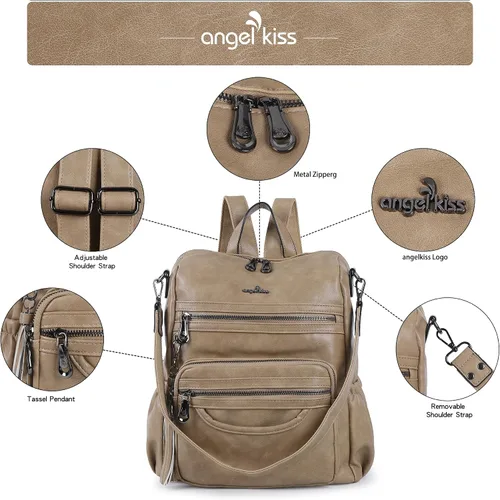 Miniatura 25 de Bolsos mochila monedero de piel sintética para mujer, bolsas con zíper, mochilas de hombro casuales
