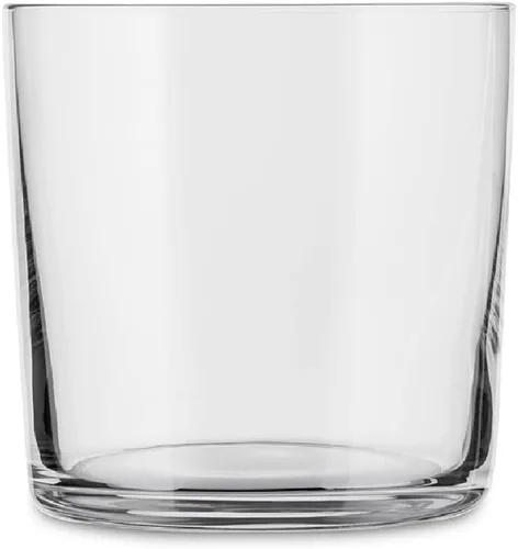 A di Alessi - Vaso de agua familiar de vidrio de 3-1/4 pulgadas, cristal cristalino, juego de 4, color plateado