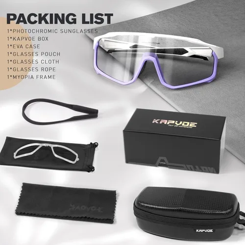 Miniatura 6 de KAPVOE Gafas de ciclismo fotocromáticas para hombres y mujeres, gafas de sol para bicicleta de montaña MTB, deportes, transición, triatlón, carrera