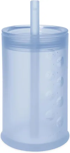 Miniatura 14 de Olababy Clear View - Taza de entrenamiento de silicona con tapa con pajilla, entrenador para sorber para niños de 12 meses en adelante, vasos Lila