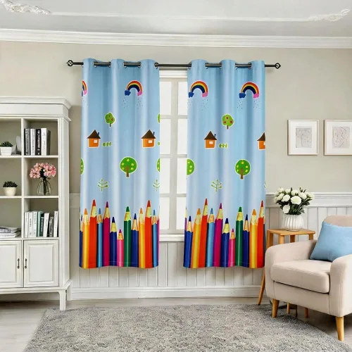MYRU 1 par de cortinas de comedor, cortinas de oscurecimiento de habitación de niños, decoración de habitación para dormitorio de niños, lápiz