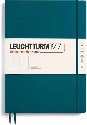 Miniatura 33 de LEUCHTTURM1917 - Cuaderno de tapa dura Master Slim A4+ - 123 páginas numeradas para escritura y diario (salvia, a rayas)