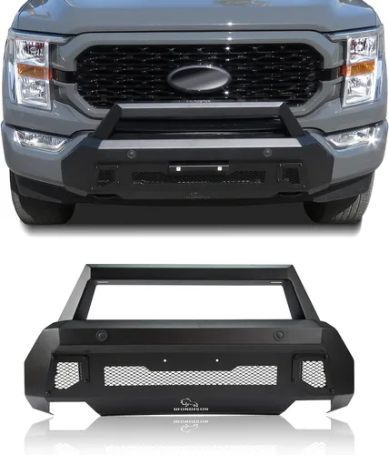 Miniatura 10 de IRONBISON Parachoques delantero Compatible con Ford F150 2021-2023 (Excl. F150 Lighting EV 2022-2023) Protección delantera para camioneta con 2