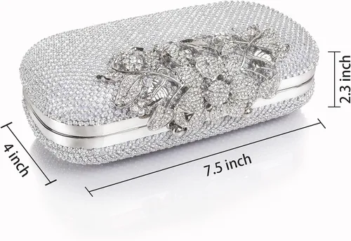 Miniatura 5 de Bolsa de noche de cristal con diamantes de imitación para novia y dama de honor, boda, graduación, fiesta, bolso de mano formal para mujer