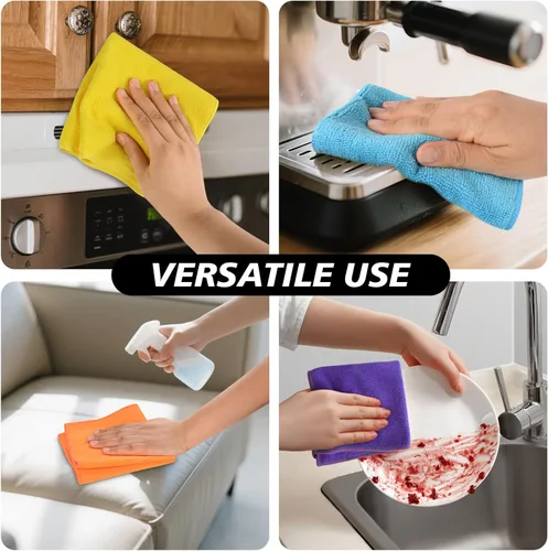 Miniatura 7 de SINLAND Trapo de microfibra absorbente de limpieza para cocina, paño de secado rápido, sin rayas, trapos de vidrio, 12 x 12 pulgadas, paquete de 12