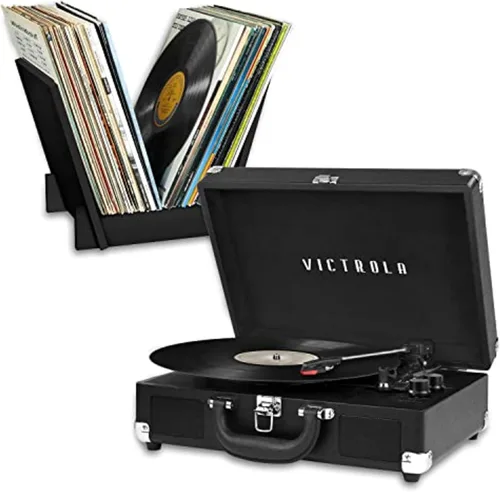 Miniatura 10 de Victrola Journey+ - Reproductor de discos portátil con Bluetooth en maleta – Altavoces integrados, reproductor de vinilos de 33-1/3, 45 y 78 RPM
