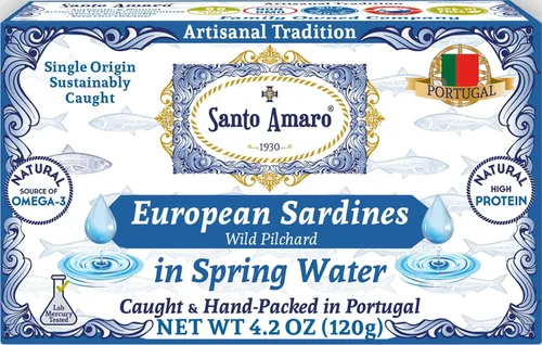Miniatura 9 de Santo Amaro - Auténticas sardinas europeas en aceite de oliva y piri piri rojo, pimienta, sardinas enlatadas a mano en aceite de oliva picante