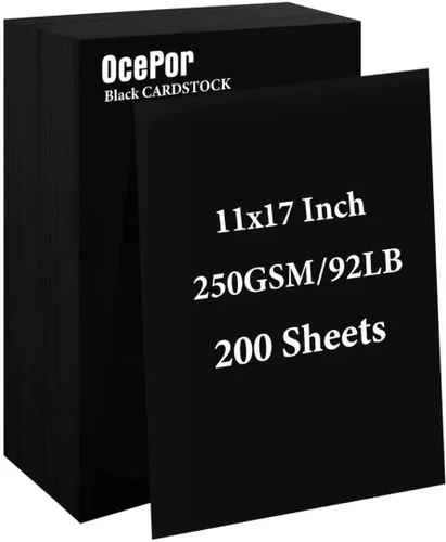 Miniatura 28 de OcePor 100 hojas de cartulina negra de 8.5 x 11 pulgadas, cartulina negra de 92 libras/250gsm, papel grueso de cartulina, papel pesado de cartulina