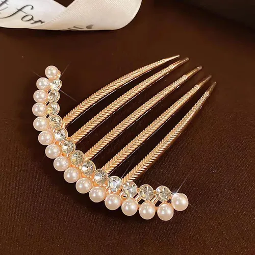 Miniatura 5 de 2 peines laterales de pelo perlado para mujeres y niñas, clips para el cabello de novia con diamantes de imitación, accesorios para el cabello