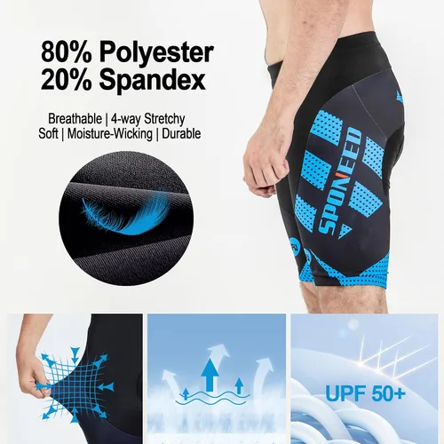 Miniatura 74 de sponeed Pantalones cortos de ciclismo para hombre, pantalones acolchados para ciclismo, ropa de ciclismo