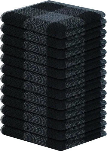 Miniatura 18 de Homaxy Paños de cocina 100% algodón, tejido gofre a cuadros, 12 x 12 pulgadas, toallas para platos súper suaves y absorbentes, de secado rápido