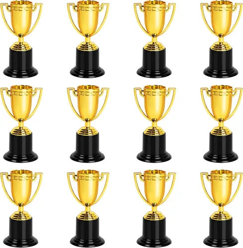 ZZYFGH Mini copa de trofeo de oro para niños y adultos, trofeos de plástico de 4 pulgadas para deportes, recuerdos de fiesta, torneos, competiciones