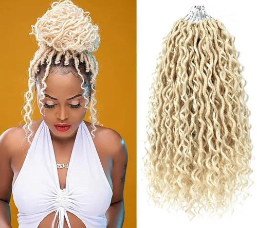 Miniatura 31 de Aipin Goddess Cabello de Ganchillo de 18 Pulgadas Boho River Locs Hippie Locs Ondulado de Ganchillo Con Cabello Rizado en el Medio y Extremos 613