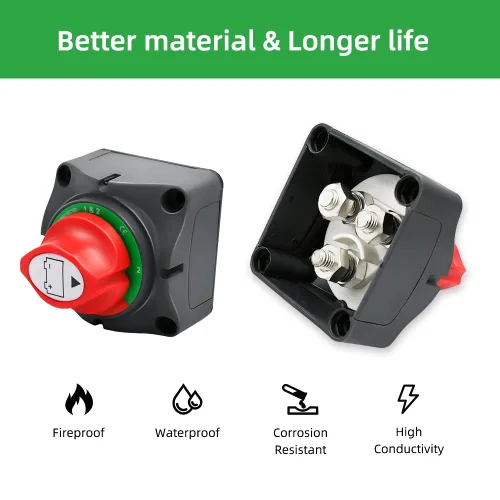 Miniatura 3 de Interruptor de batería de 1-2-2-ambos apagados, 12-48V 200A de alta corriente impermeable desconecta interruptores maestros de corte para automóvil