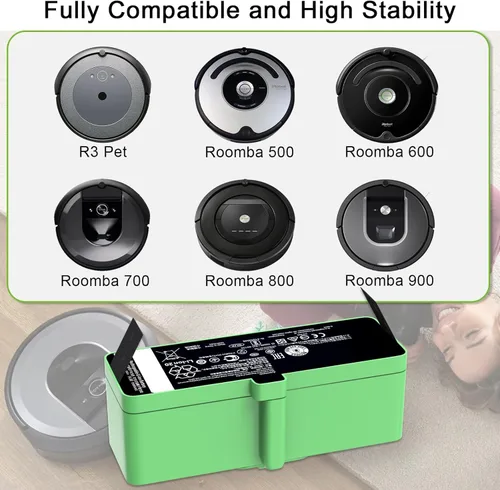Miniatura 3 de Batería de Reemplazo Mejorada de 3300mAh 1800LI para iRobot Roomba 500/600/700/800/900 Series Compatible con Roomba 895 890 877 695 690 680 677 675