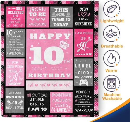 Miniatura 4 de Aimego Regalos de cumpleaños para niñas de 10 años, regalos para niñas de 10 años, regalo de cumpleaños número 10 para niñas, hija, nieta, manta