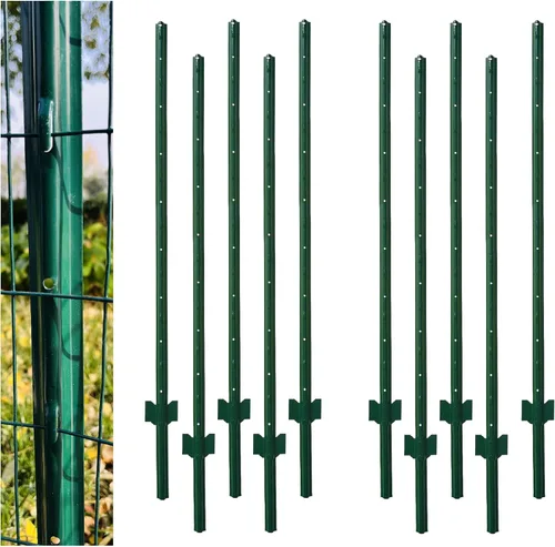 Miniatura 8 de MTB Poste de valla de metal verde 3 pies, paquete de 10 unidades, para valla de alambre de jardín, poste de acero con canal en U