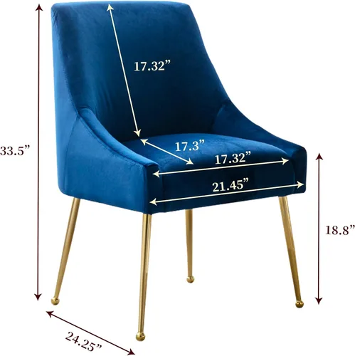 Miniatura 3 de Juego de 2 sillas de comedor modernas de terciopelo, colección de muebles tapizados contemporáneos con patas de metal dorado pulido, elegantes